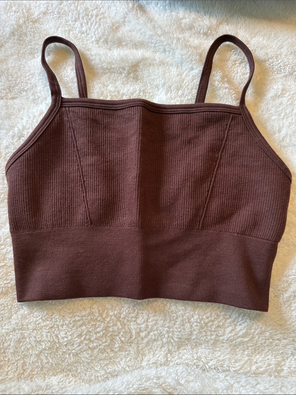 Fabletics Chocolate Brown Ribbed Crop Tank - Picture 1 of 2
